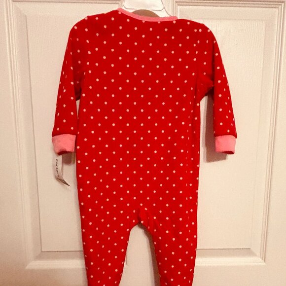 Carter’s Baby Girl Fleece Footie Pajamas Red Reindeer 18 Months - Picture 3 of 7